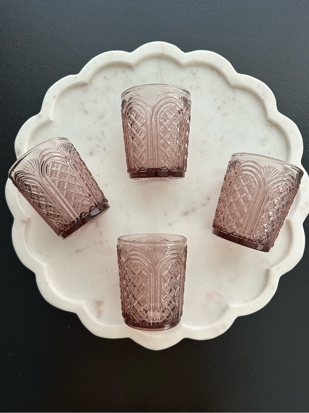 Fitz and Floyd Pink Textured Drinking Glass Set of 4